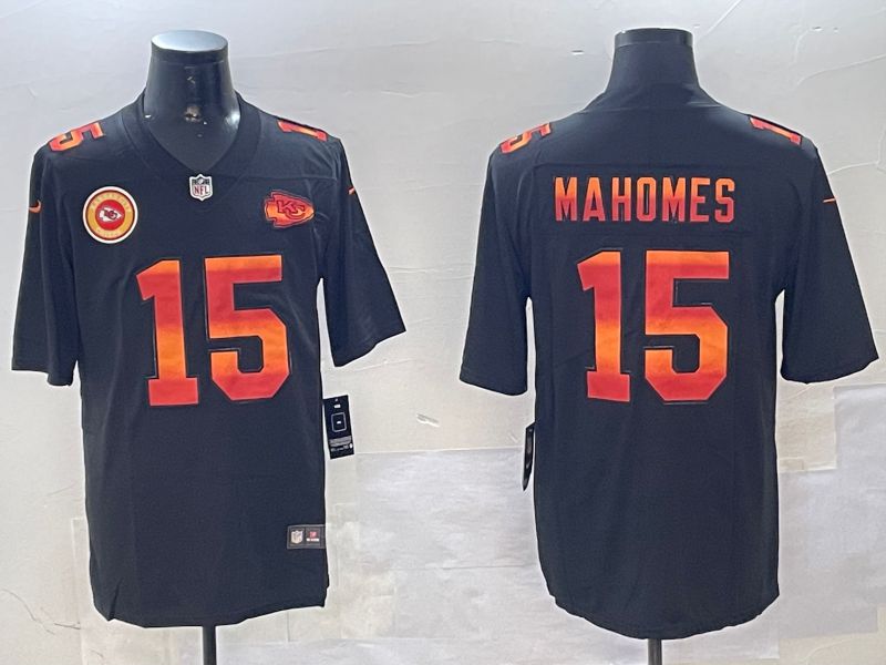 Men Kansas City Chiefs #15 Mahomes Black 2024 Nike Limited NFL Jersey style 01081